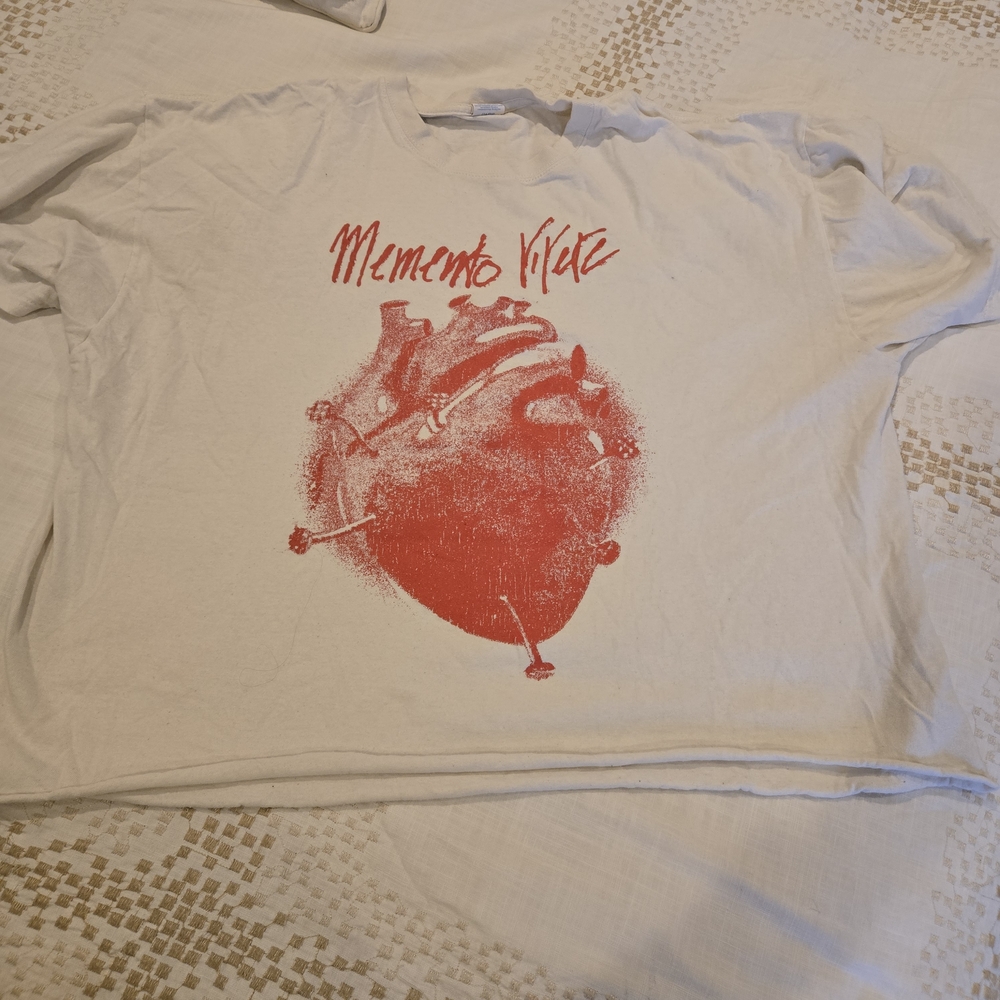 White T-Shirt with Red Graphic